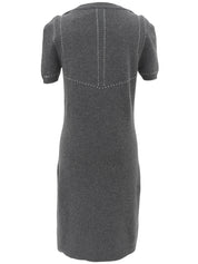 2009年製 カシミアCCマークボタン半袖ニットワンピース グレー