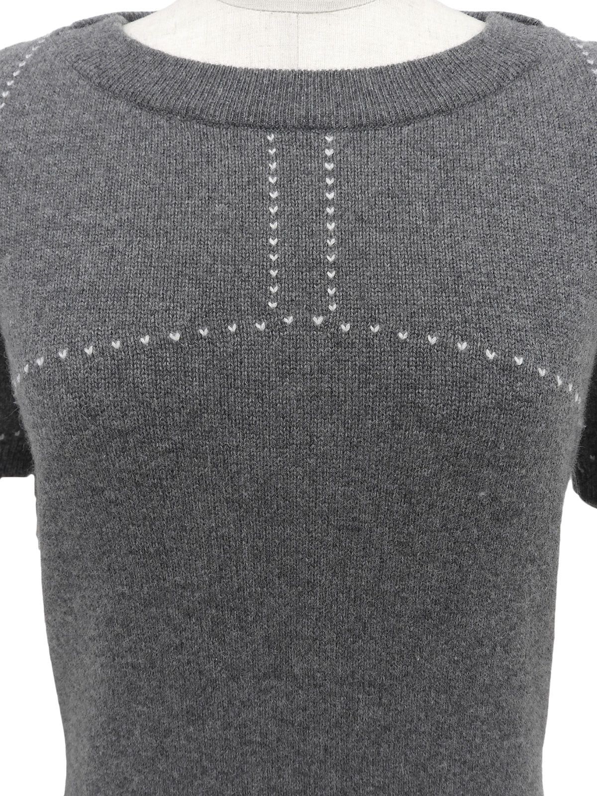 2009年製 カシミアCCマークボタン半袖ニットワンピース グレー