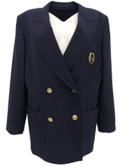 Navy Logo Emblem Embroidered Jacket