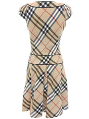 ノバチェックパターンノースリーブワンピース ベージュ