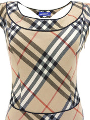 米色 Nova 格纹无袖连衣裙