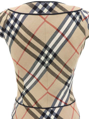 ノバチェックパターンノースリーブワンピース ベージュ