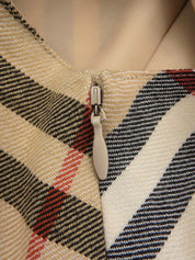 Nova Check Pattern Sleeveless Dress in Beige