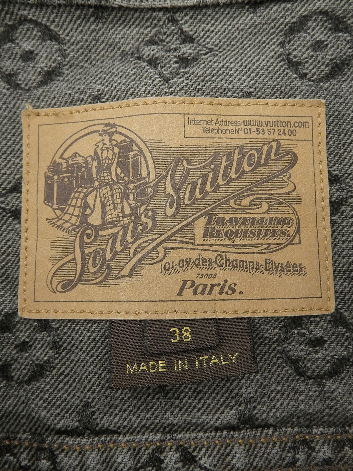 Denim Monogram Pattern Short-Sleeve Jacket #38 Gray