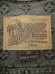 Denim Monogram Pattern Short-Sleeve Jacket #38 Gray