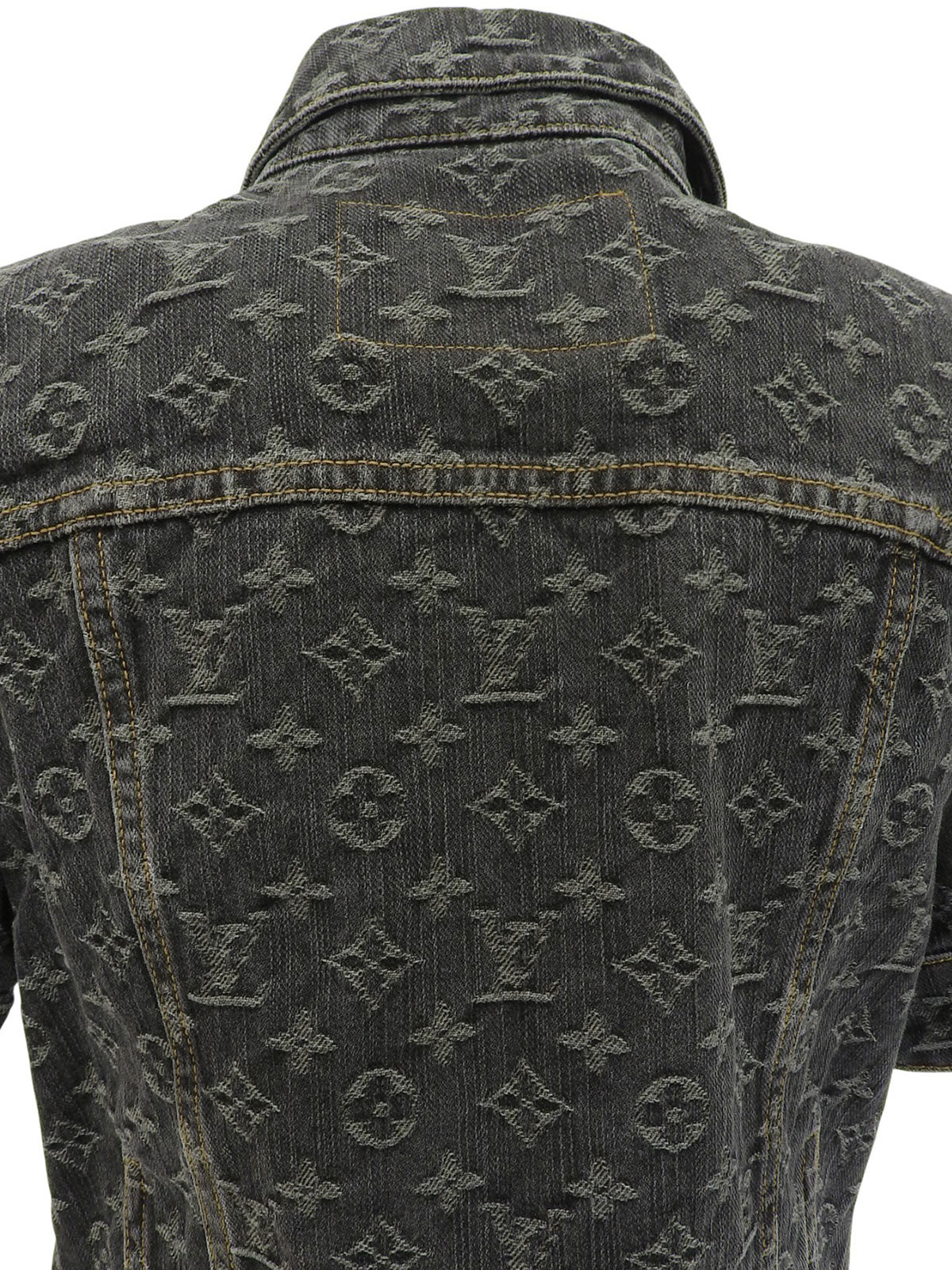 Denim Monogram Pattern Short-Sleeve Jacket #38 Gray