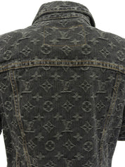 Denim Monogram Pattern Short-Sleeve Jacket #38 Gray