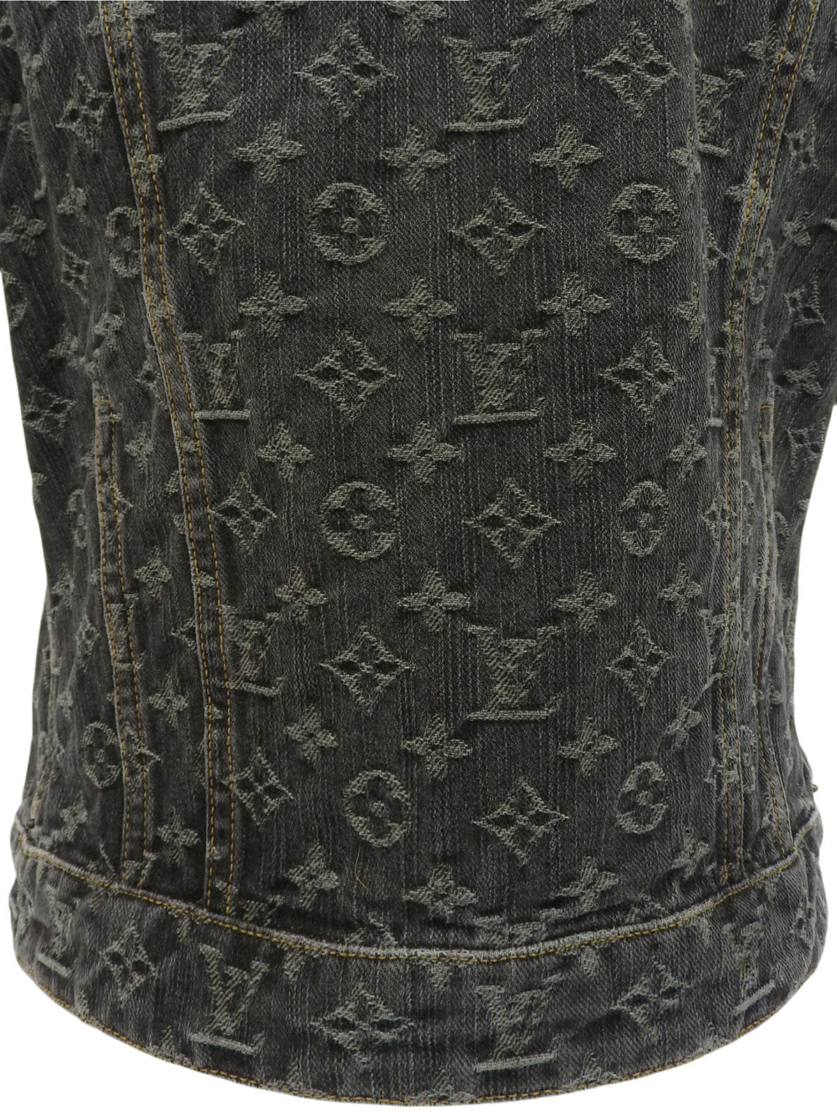 Denim Monogram Pattern Short-Sleeve Jacket #38 Gray