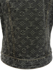 Denim Monogram Pattern Short-Sleeve Jacket #38 Gray