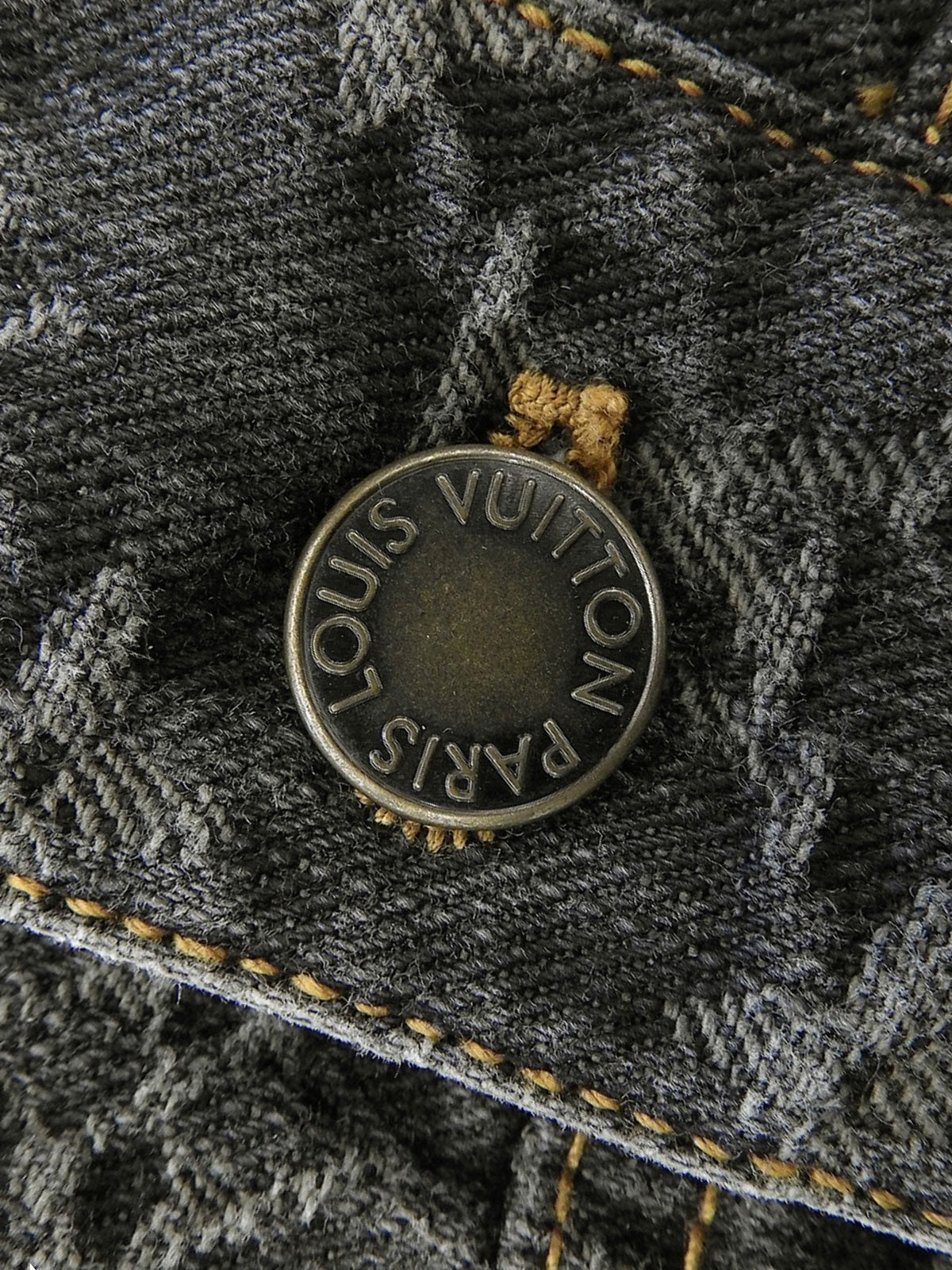 Denim Monogram Pattern Short-Sleeve Jacket #38 Gray