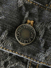 Denim Monogram Pattern Short-Sleeve Jacket #38 Gray