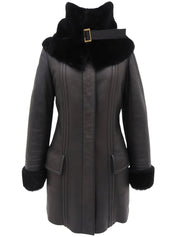 Dark brown sheepskin coat