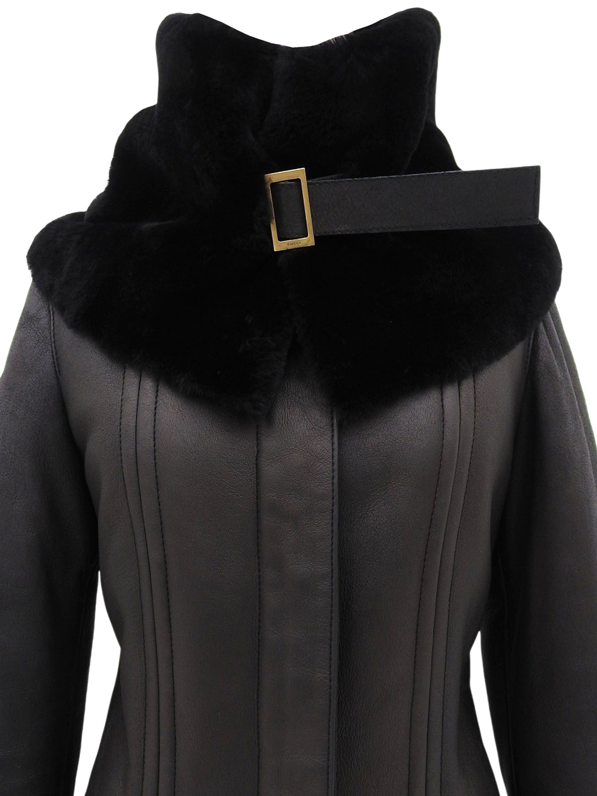 Dark brown sheepskin coat