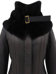 Dark brown sheepskin coat
