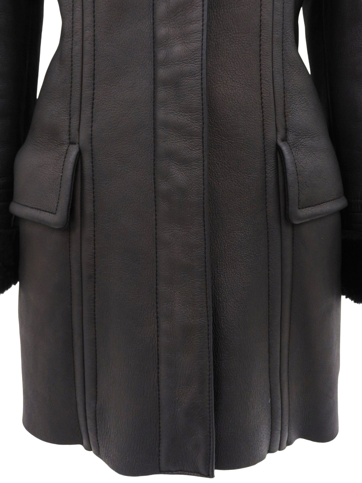 Dark brown sheepskin coat