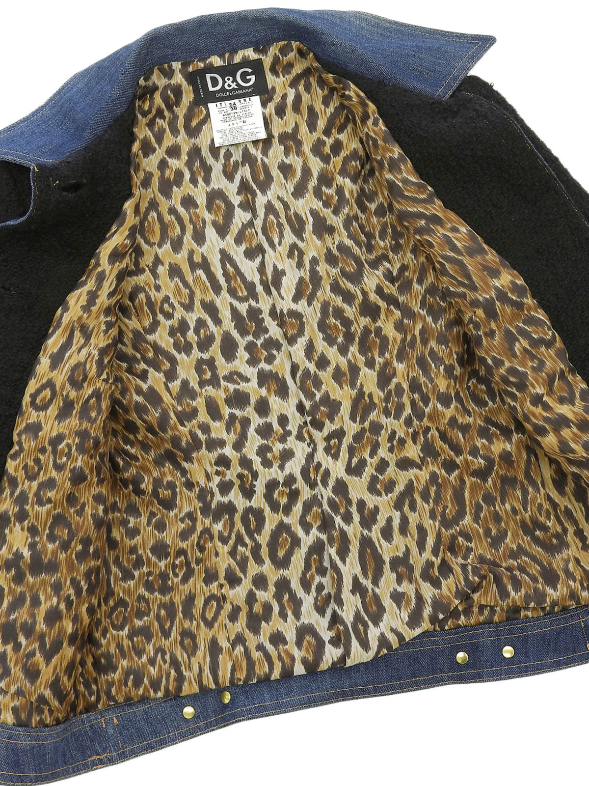 海军蓝牛仔斜纹软呢拼接logo纽扣夹克