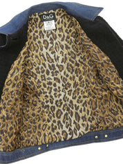 海军蓝牛仔斜纹软呢拼接logo纽扣夹克