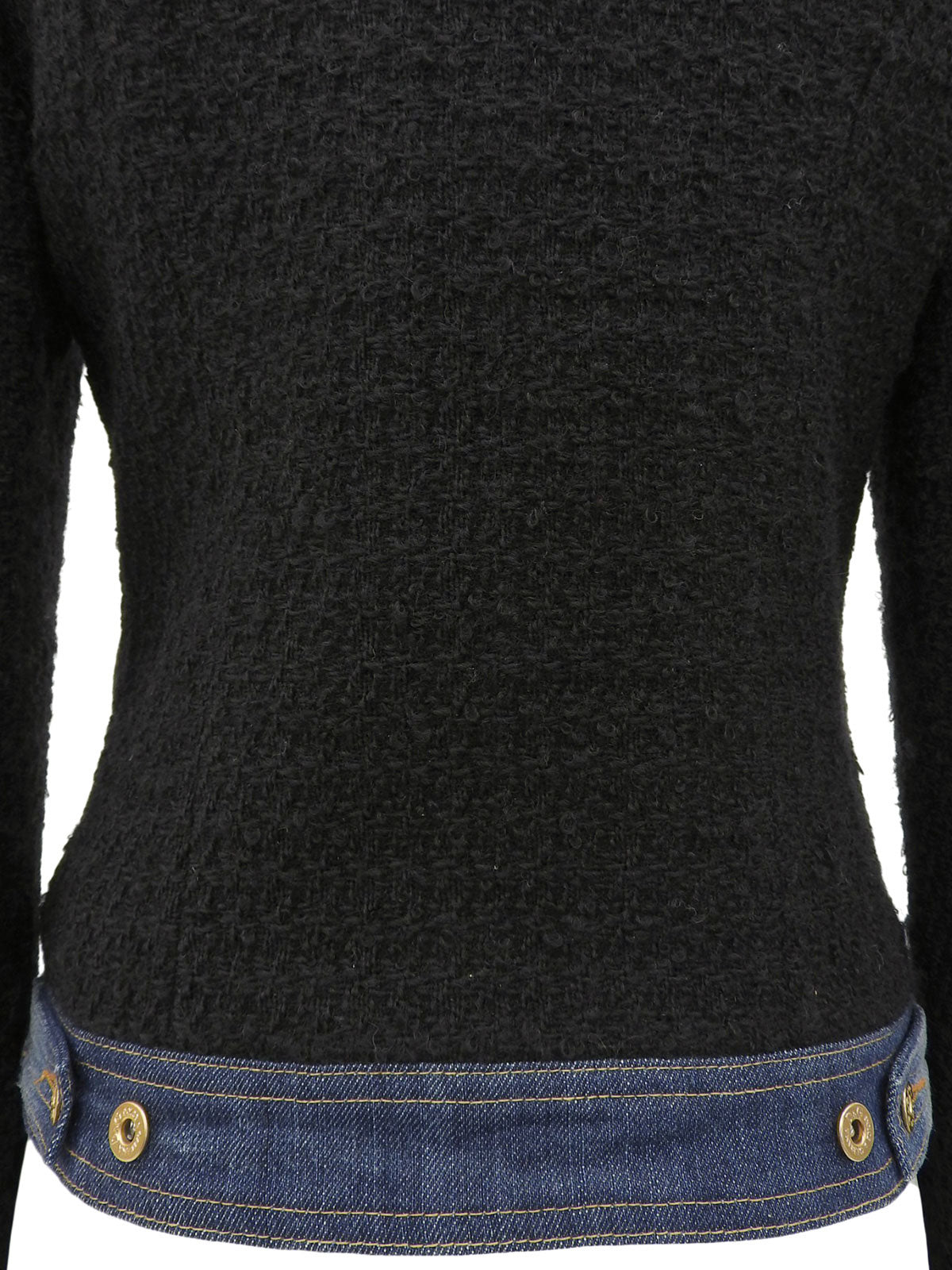 海军蓝牛仔斜纹软呢拼接logo纽扣夹克