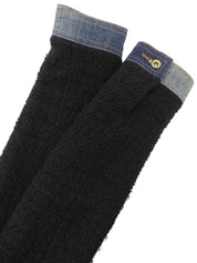 海军蓝牛仔斜纹软呢拼接logo纽扣夹克