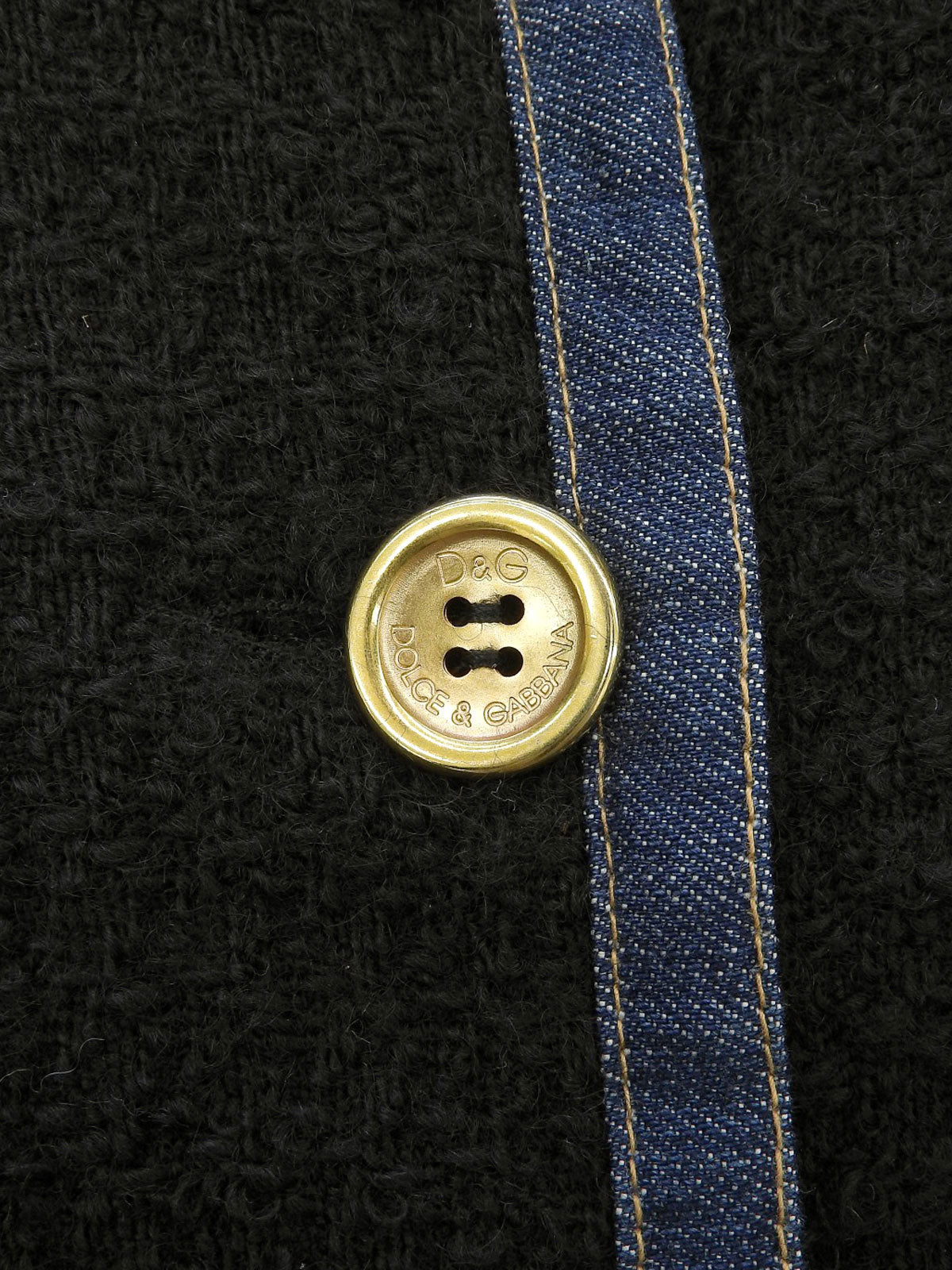 海军蓝牛仔斜纹软呢拼接logo纽扣夹克