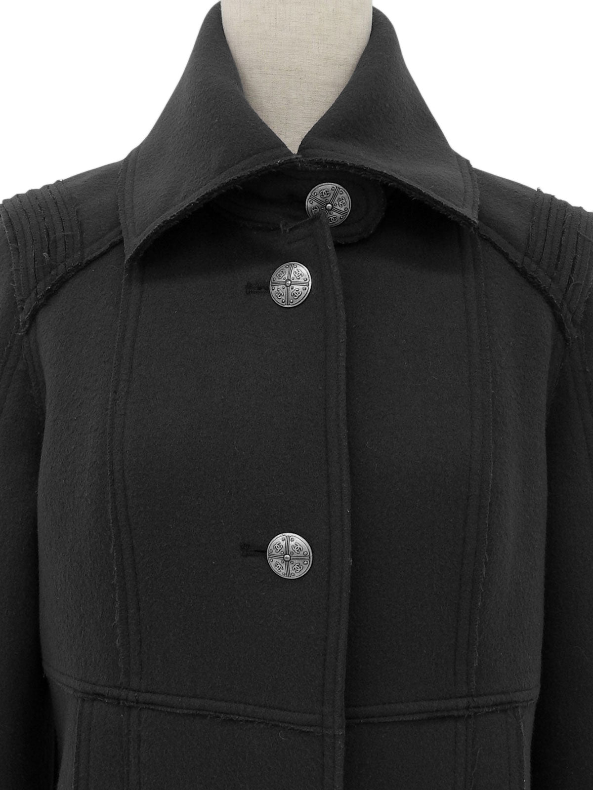 Sports Line CC Mark Button Coat, Charcoal Gray