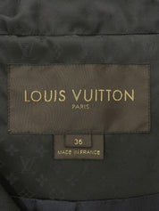 Nylon and silk combination monogram pattern double-breasted jacket in black