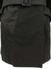 Nylon and silk combination monogram pattern double-breasted jacket in black