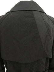 Nylon and silk combination monogram pattern double-breasted jacket in black