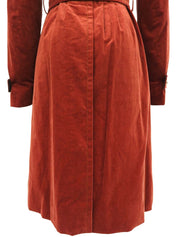 Velour Logo Button Long Coat in Brick