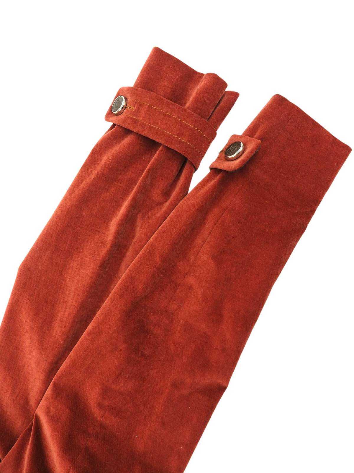 Velour Logo Button Long Coat in Brick