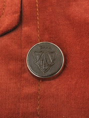 Velour Logo Button Long Coat in Brick