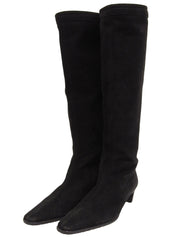 スエードロングブーツ ブラック