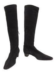 スエードロングブーツ ブラック