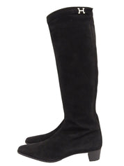 スエードロングブーツ ブラック