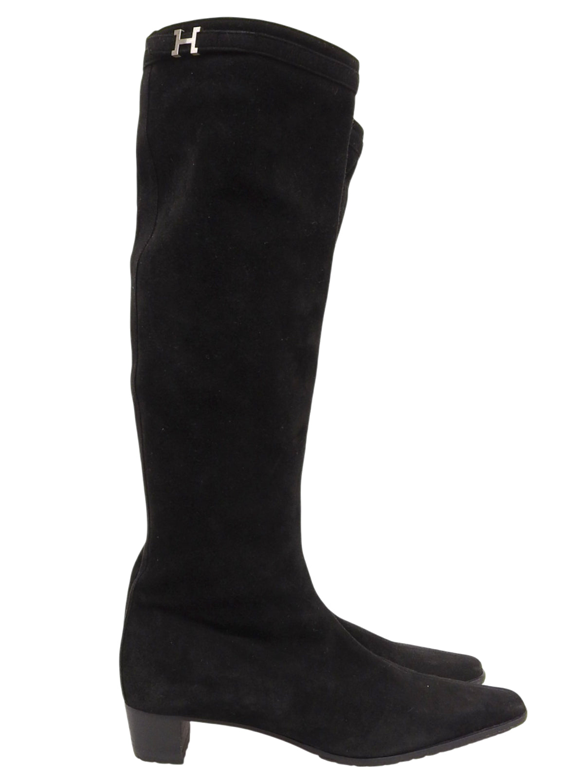 スエードロングブーツ ブラック