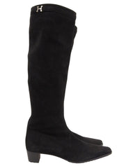 スエードロングブーツ ブラック