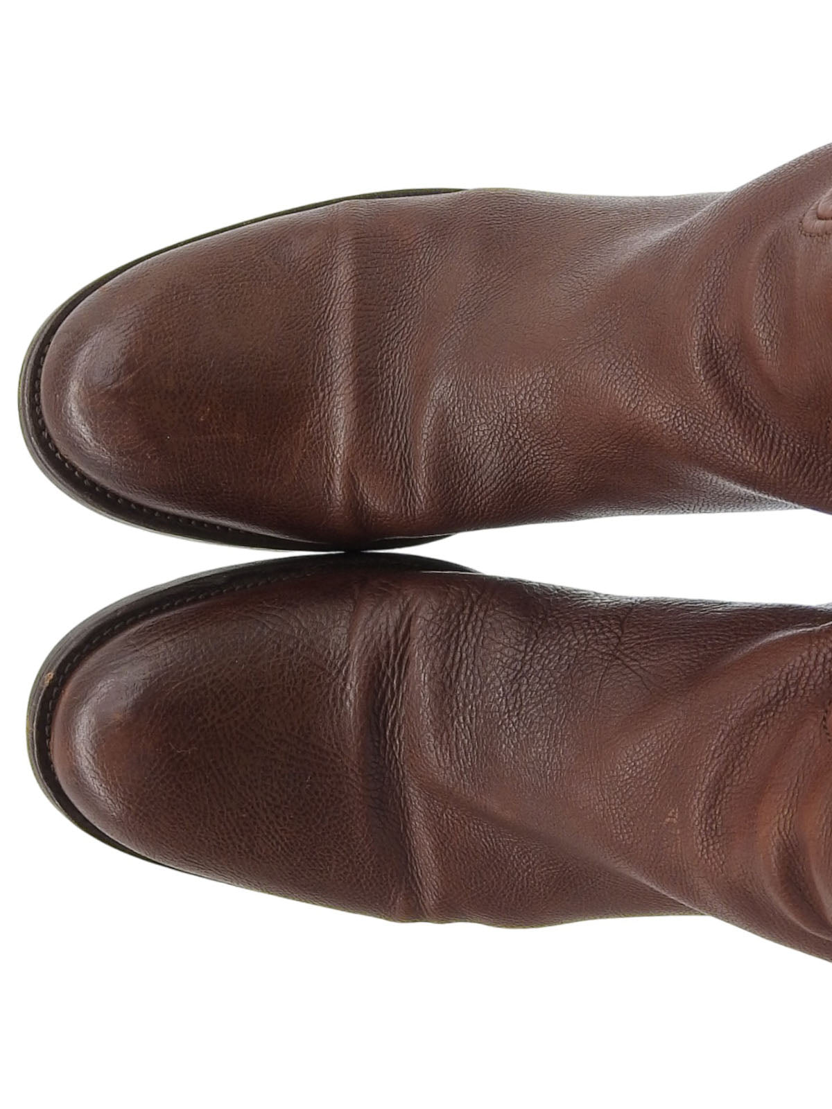 Punching Design Long Boots Brown