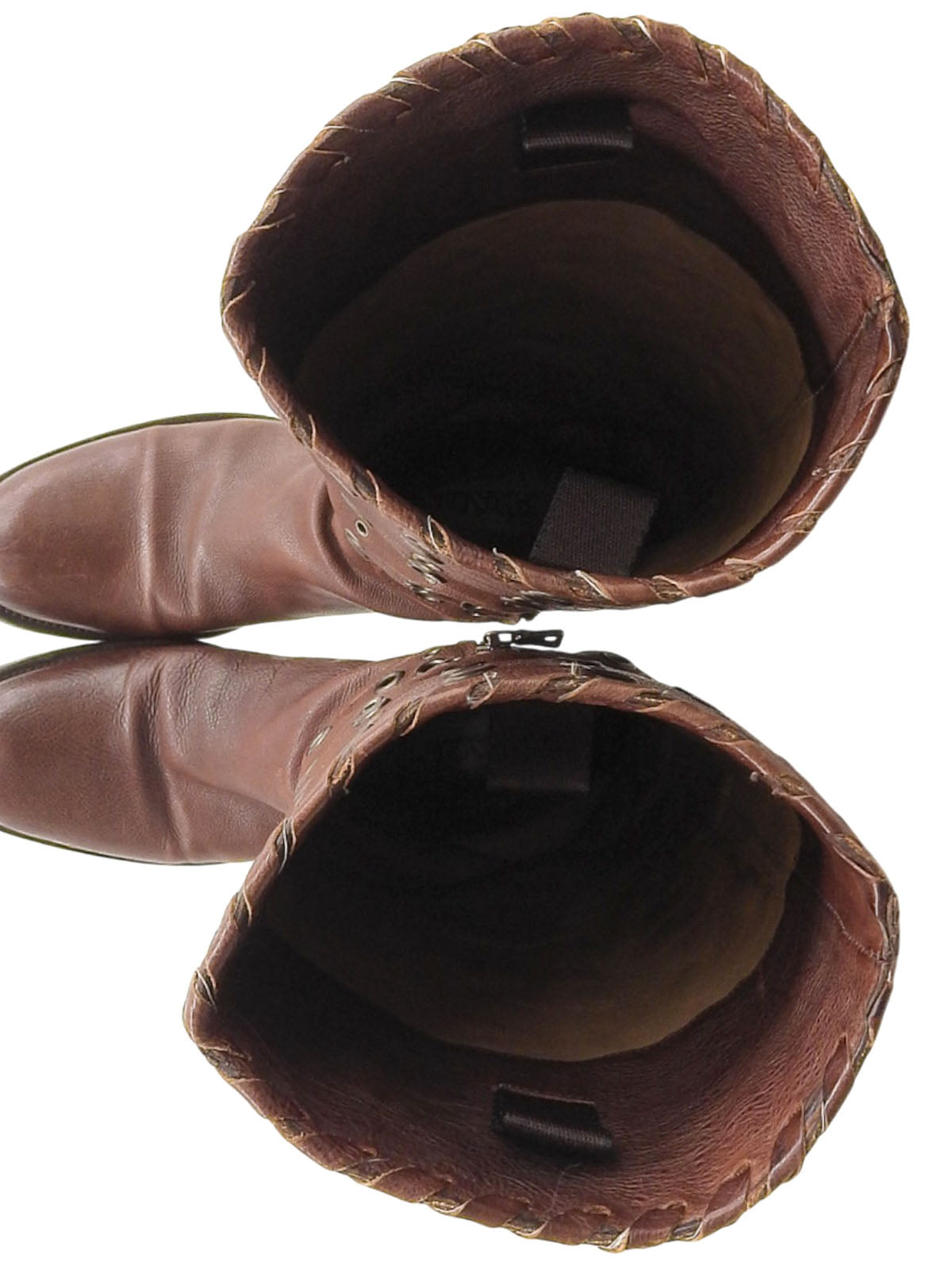 Punching Design Long Boots Brown