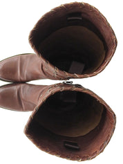 Punching Design Long Boots Brown