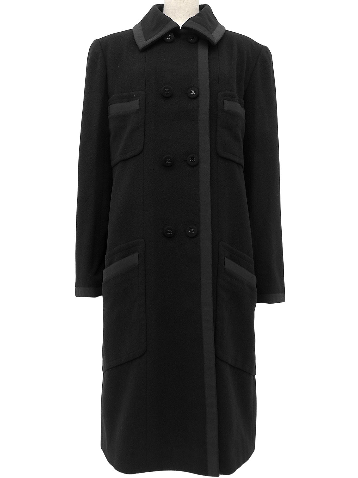 Cashmere CC Mark Button Coat in Black