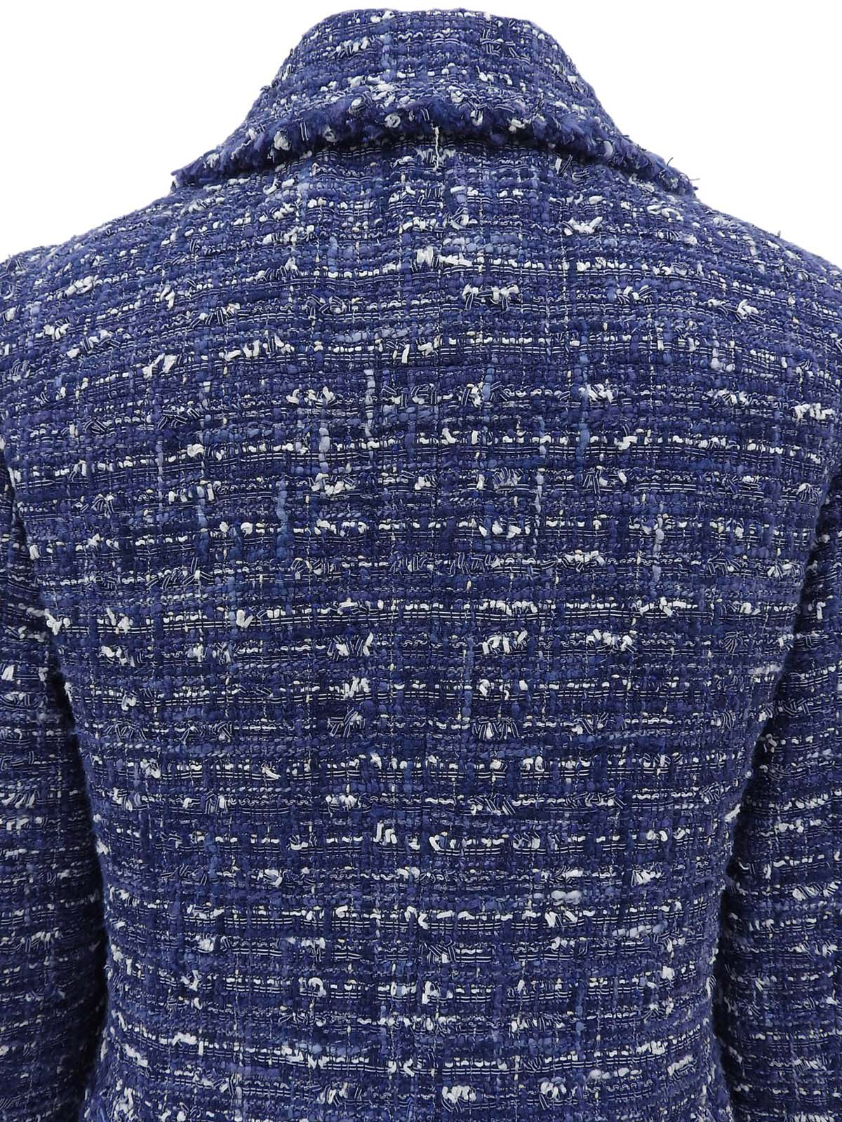 ツイードパールチェーンCCマークボタンジャケット ブルー/マルチ