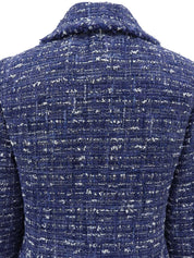 ツイードパールチェーンCCマークボタンジャケット ブルー/マルチ