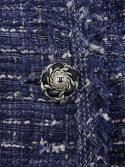 ツイードパールチェーンCCマークボタンジャケット ブルー/マルチ