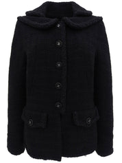 Tweed CC Mark Logo Button Jacket in Black