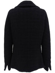 Tweed CC Mark Logo Button Jacket in Black