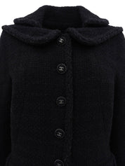 Tweed CC Mark Logo Button Jacket in Black