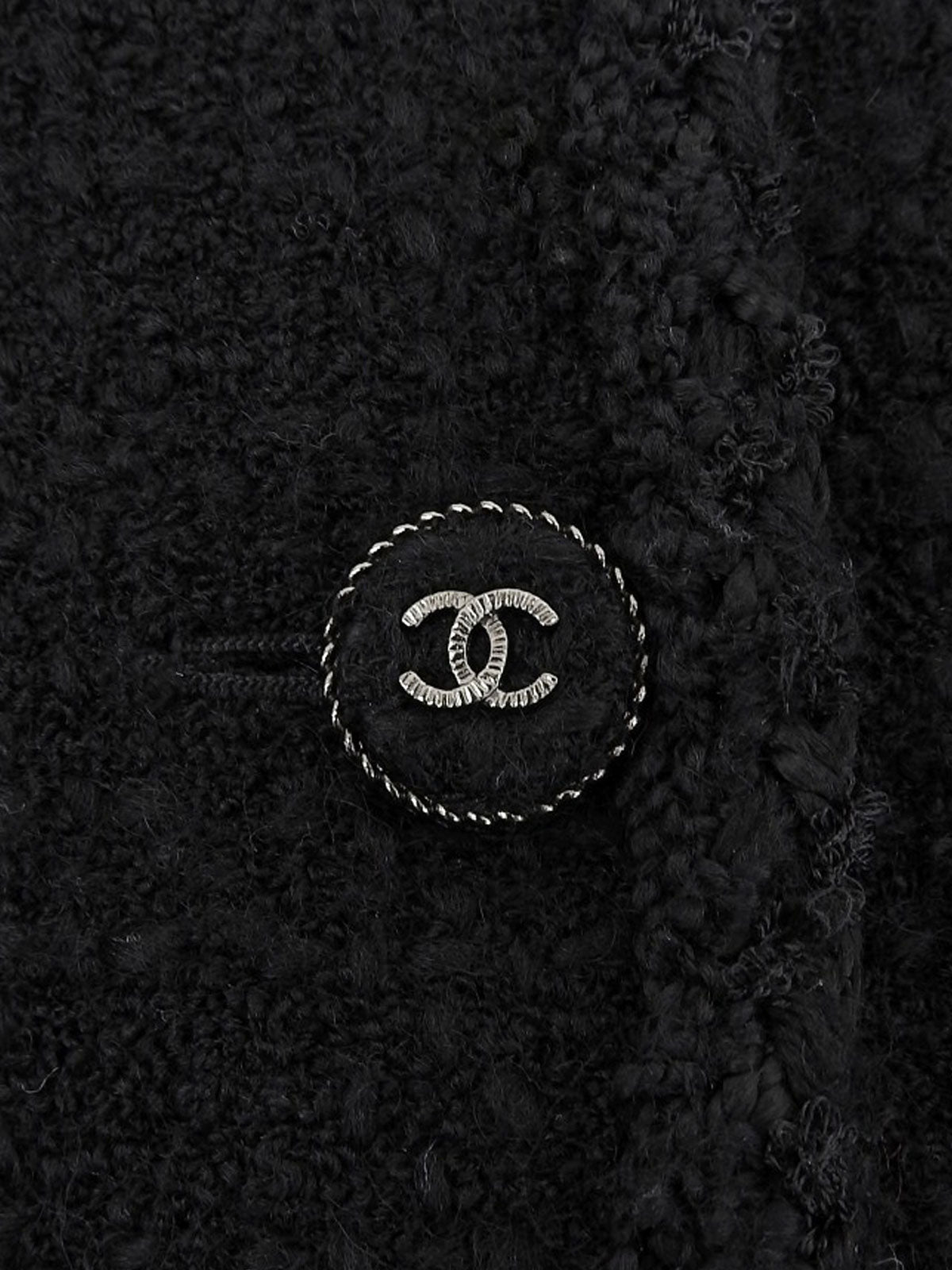 Tweed CC Mark Logo Button Jacket in Black