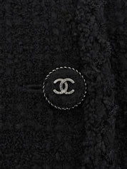 Tweed CC Mark Logo Button Jacket in Black