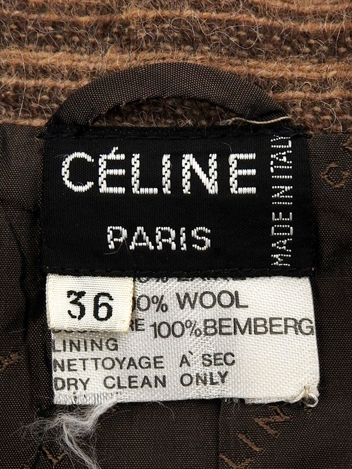 Block Check Pattern Logo Button Jacket in Beige/Brown