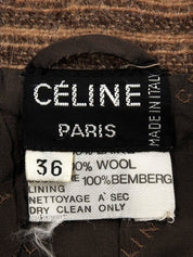 Block Check Pattern Logo Button Jacket in Beige/Brown